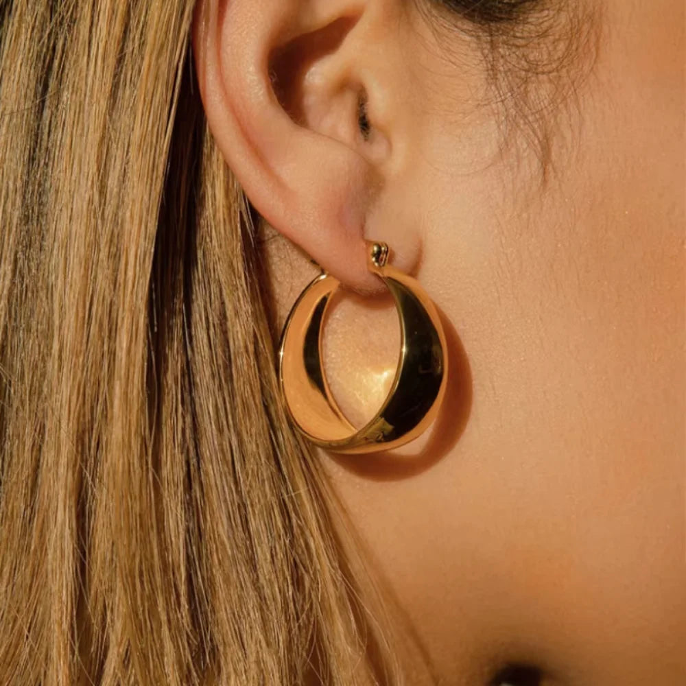 Pendientes Aro Minimalistas 20mm Mujer Acero Inoxidable Dorado