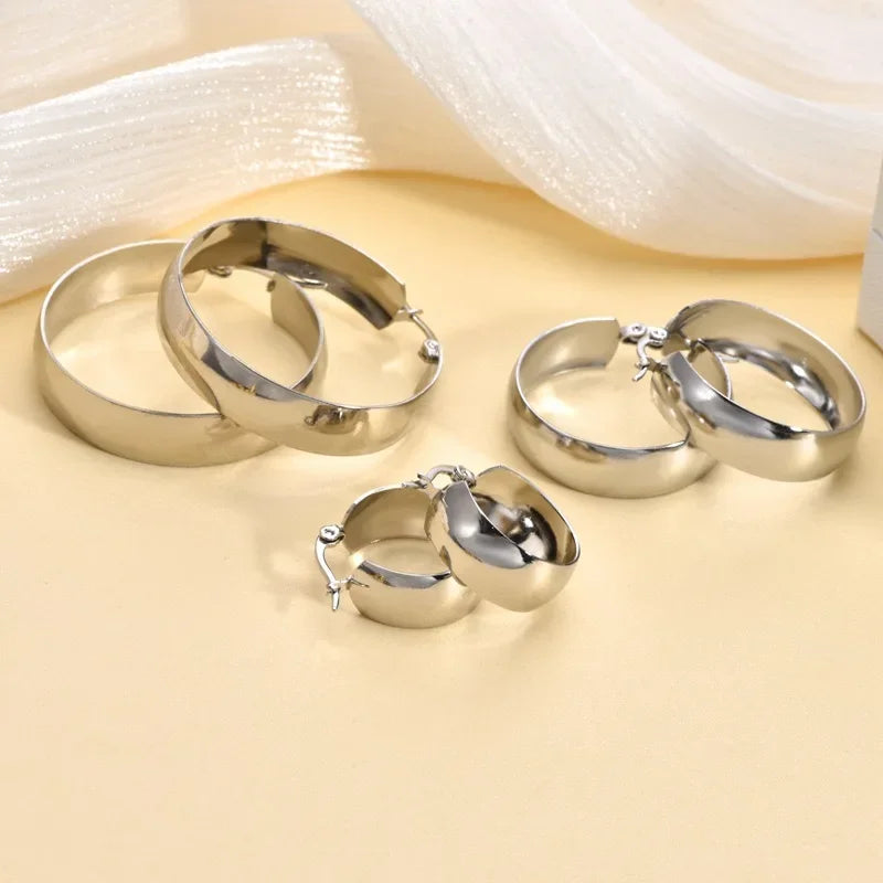 Pendientes Aro Minimalistas 20mm Mujer Acero Inoxidable Dorado