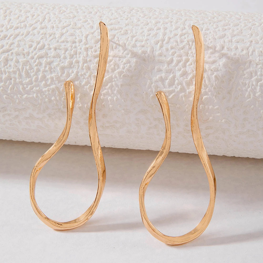 Pendientes Largos Irregulares de Línea Asimétrica para Mujer