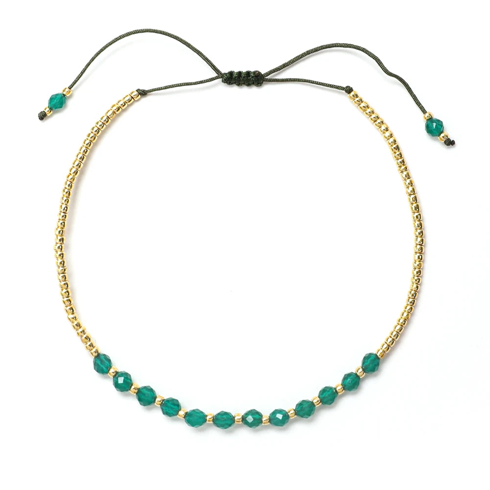 ZMZY Green Miyuki Beads Bracelet Handmade Natural Stone Jewelry