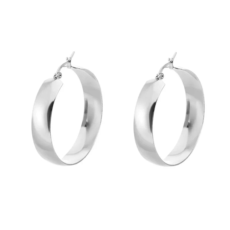 Pendientes Aro Minimalistas 20mm Mujer Acero Inoxidable Dorado