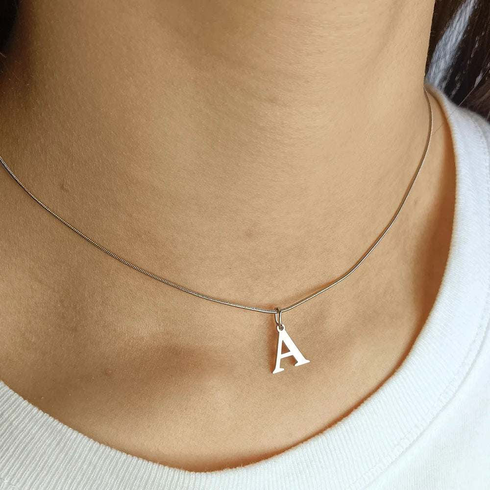 Choker Plata Acero Inoxidable con Iniciales A-Z Mujer