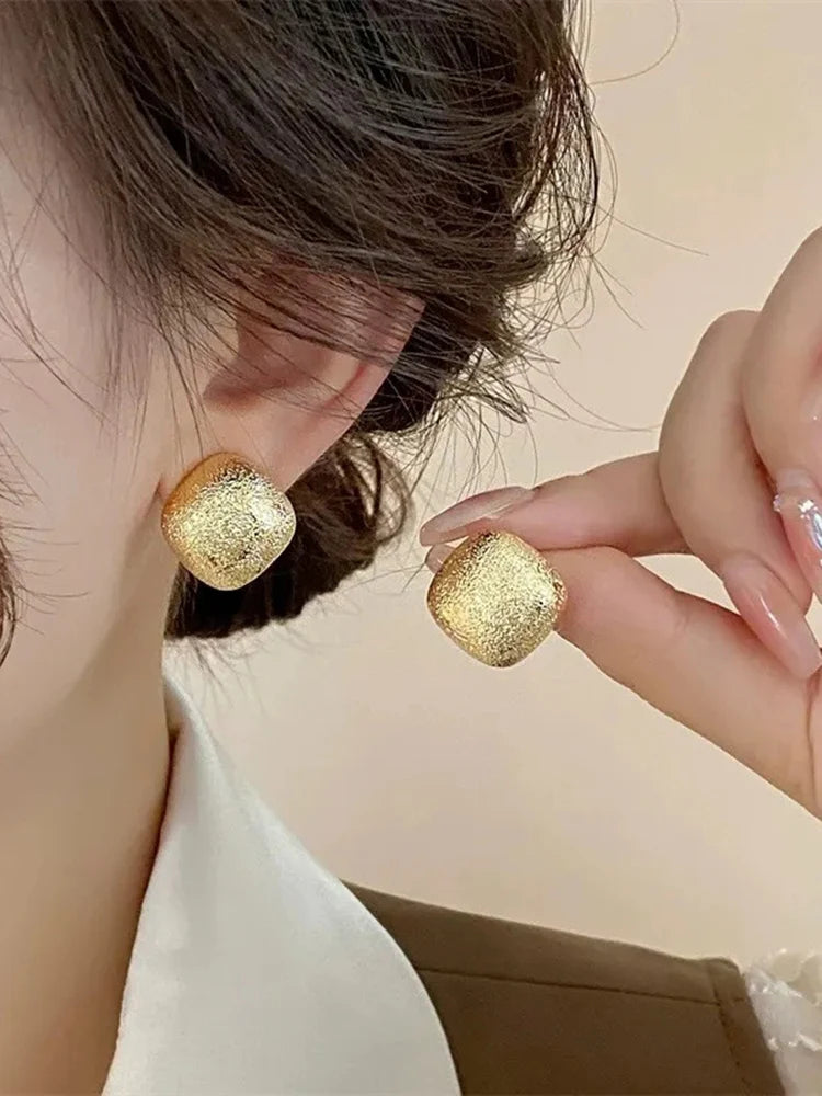 Clip de Oreja Geométrico Coreano Metal Mate 2024