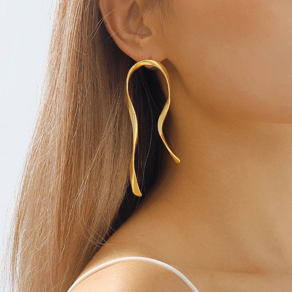 Pendientes Largos Irregulares de Línea Asimétrica para Mujer