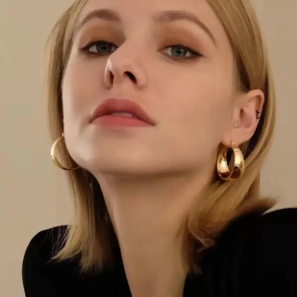 Pendientes Aro Minimalistas 20mm Mujer Acero Inoxidable Dorado