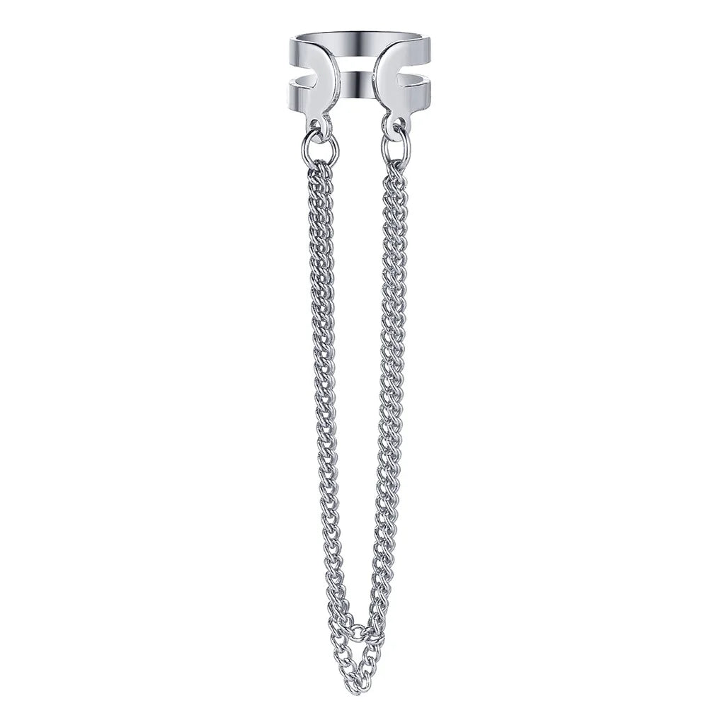 Ear Cuff Plata con Borlas Largas sin Perforación para Mujer