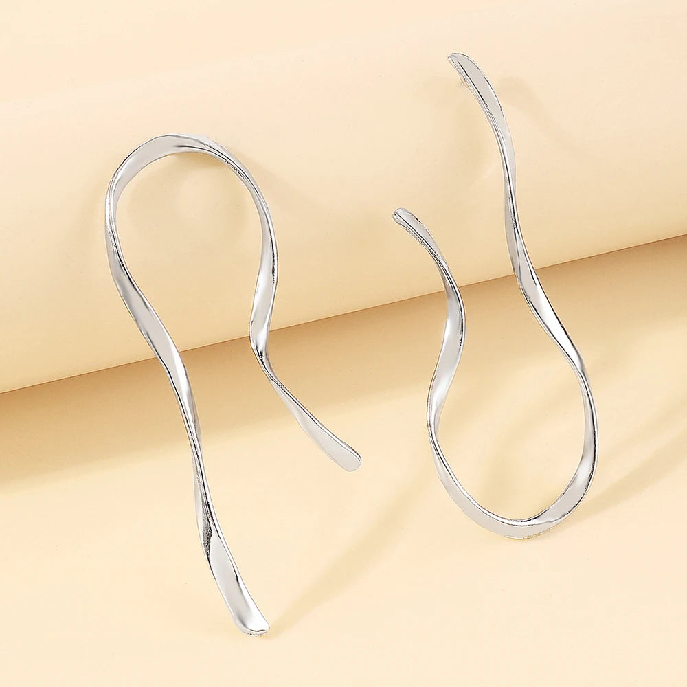 Pendientes Largos Irregulares de Línea Asimétrica para Mujer