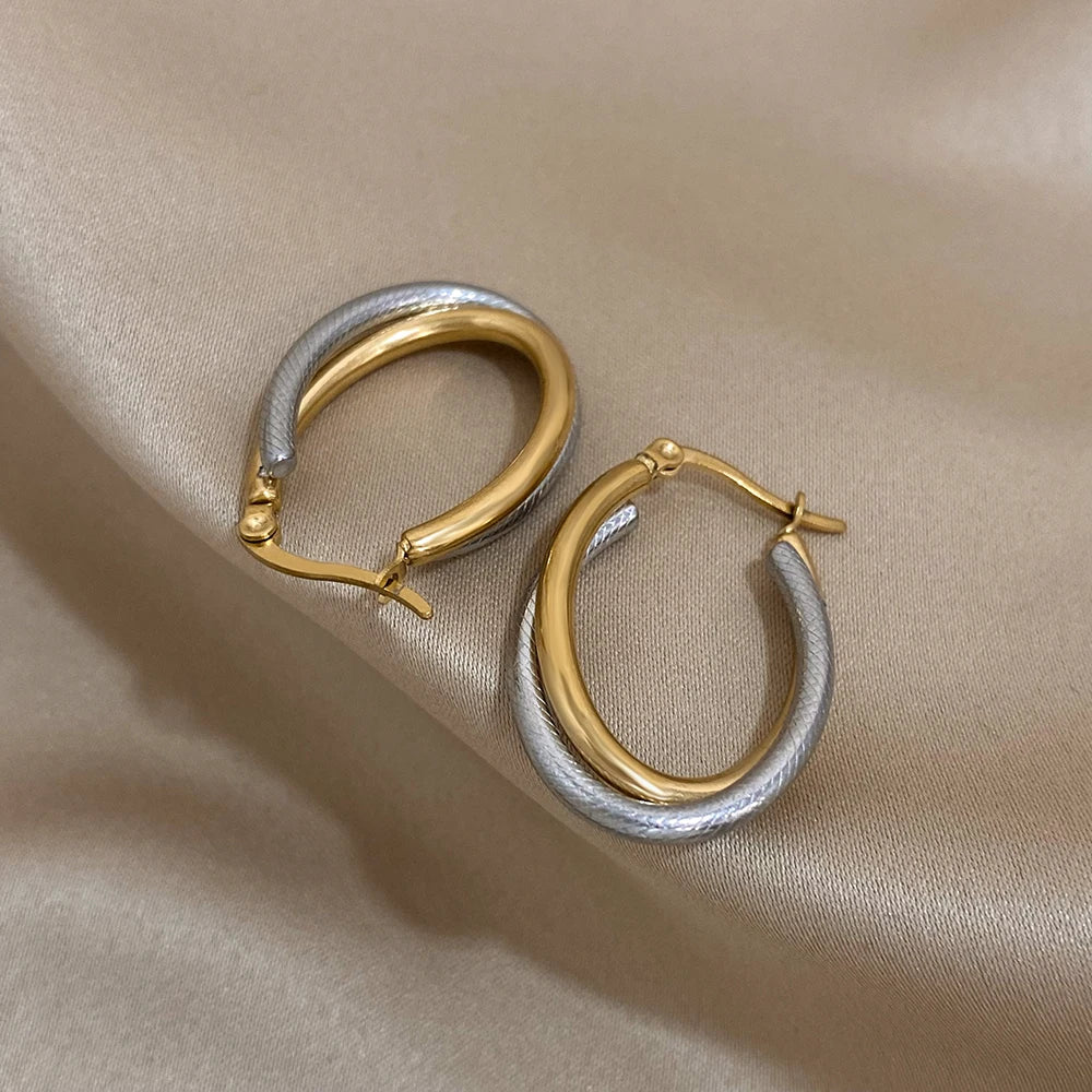 Pendientes de aro textura U acero inoxidable mujer minimalistas