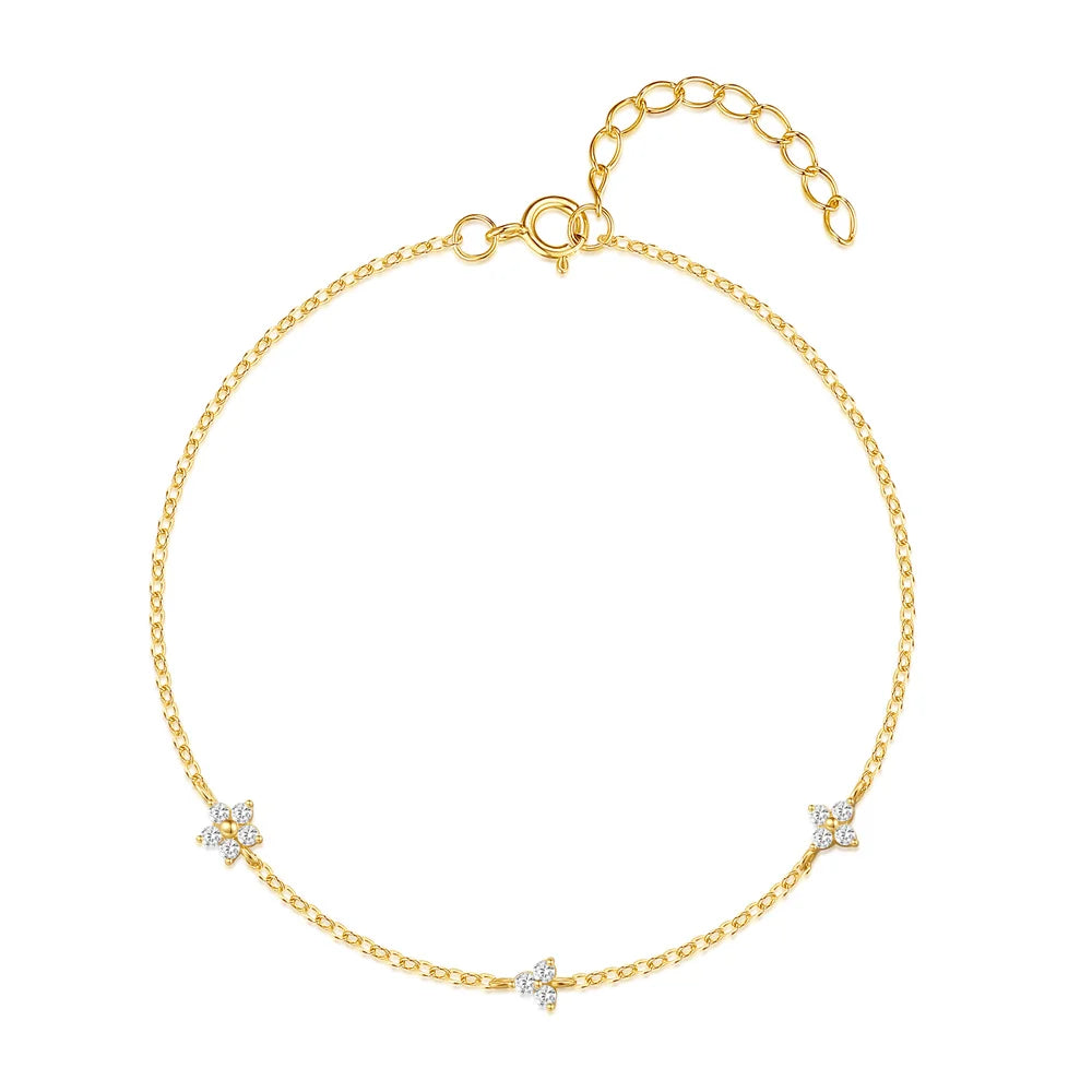 Pulsera AIDE de plata 925 con circonita, cruz, flor y perla barroca