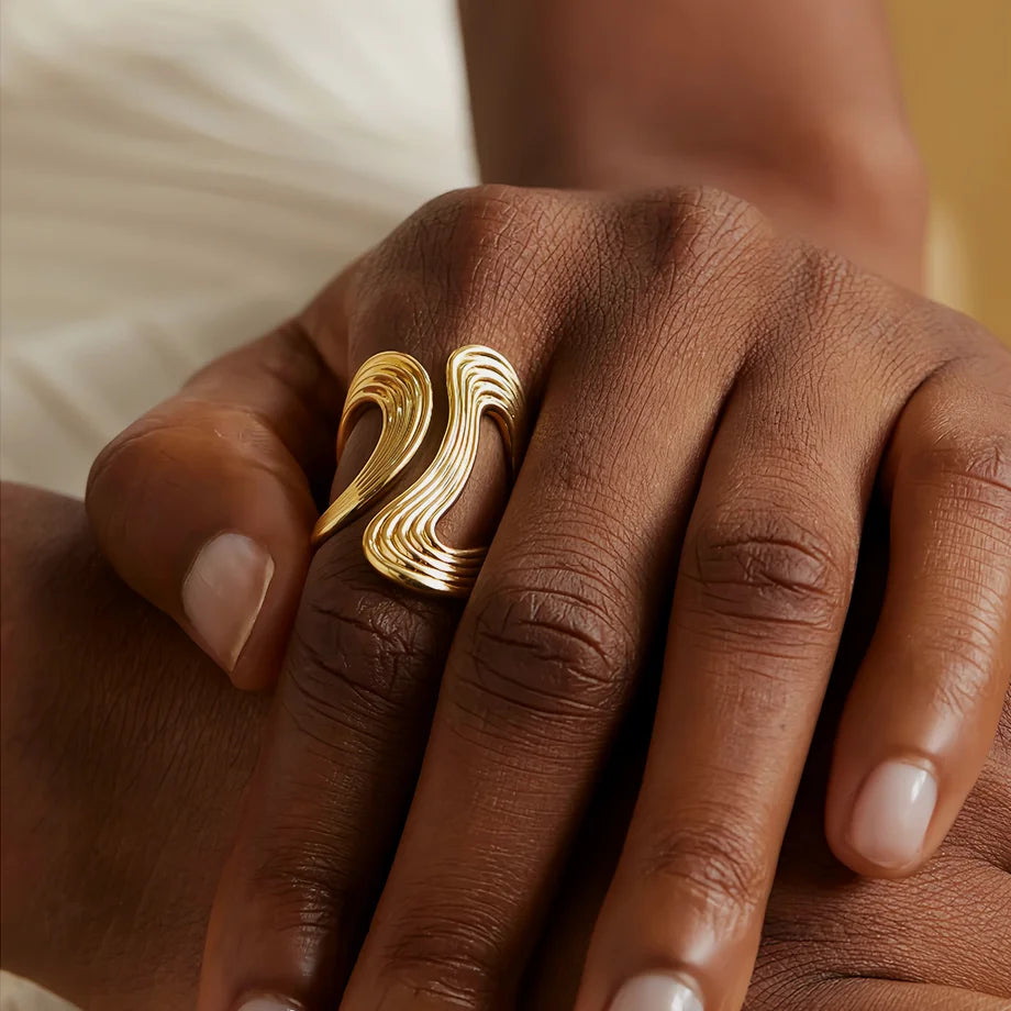 Anillo grande minimalista de acero inoxidable Uworld para mujer