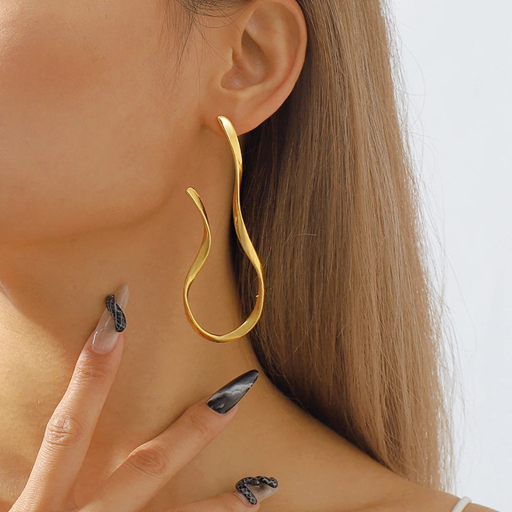 Pendientes Largos Irregulares de Línea Asimétrica para Mujer