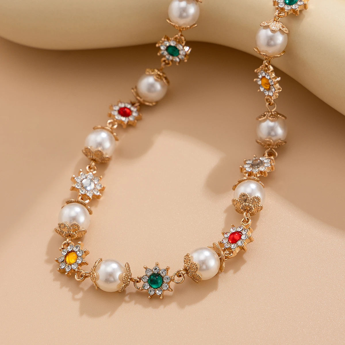 Collar gargantilla SHIXIN con perlas y diamantes de imitación para mujer