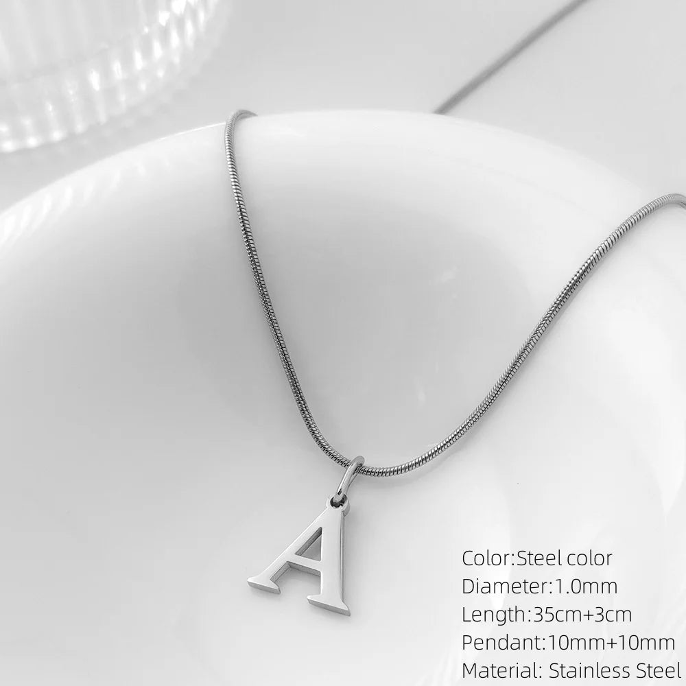 Choker Plata Acero Inoxidable con Iniciales A-Z Mujer