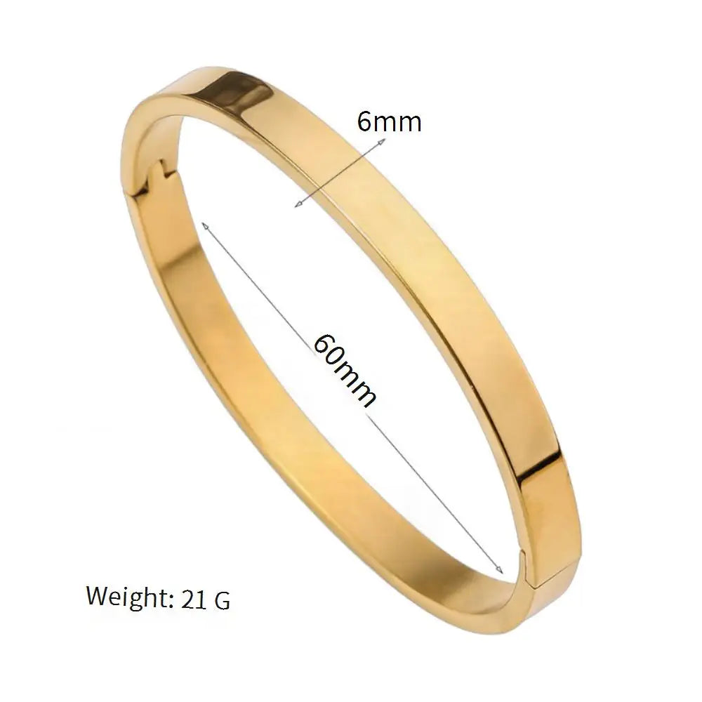 Pulsera Abierta Acero Inoxidable Ancha Brillante Mujer