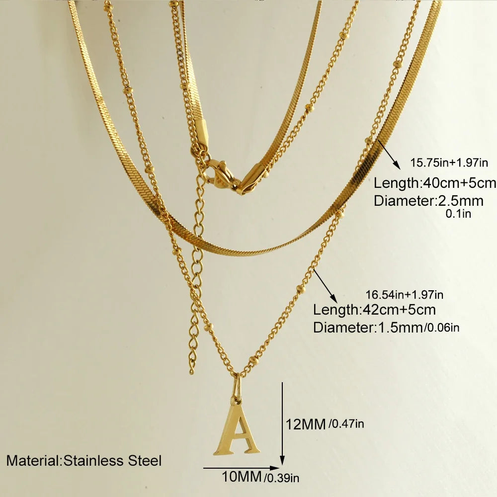 Collar Doble Acero Inoxidable Dorado con Iniciales A-Z