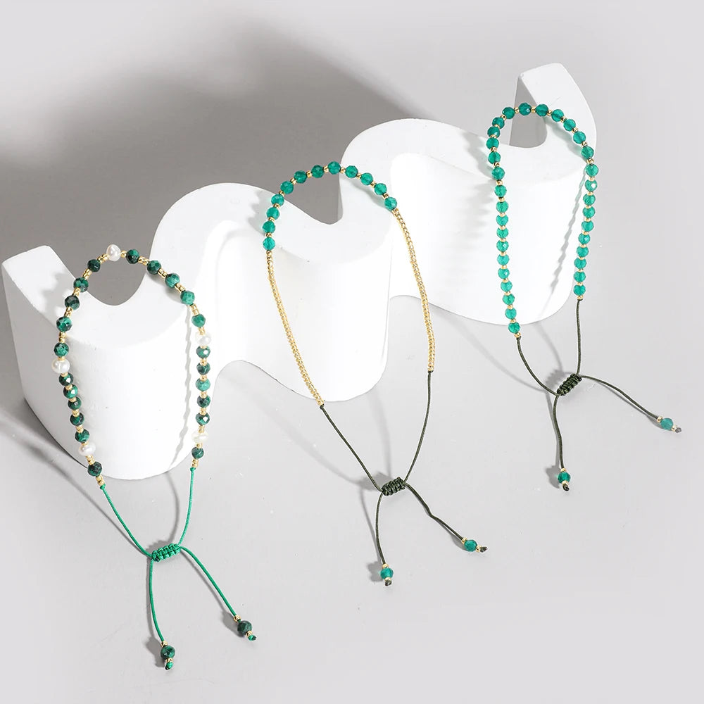 ZMZY Green Miyuki Beads Bracelet Handmade Natural Stone Jewelry