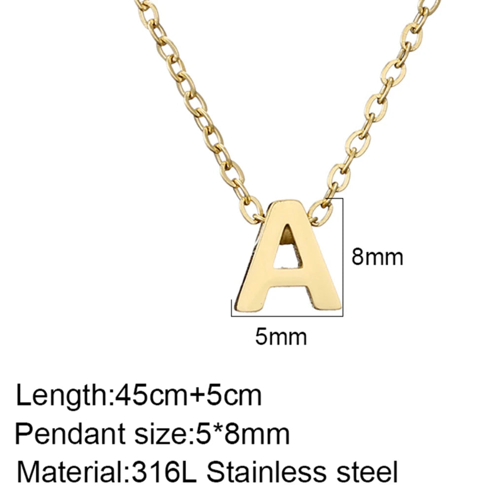 Collar Inicial Acero Inoxidable Dorado para Mujer