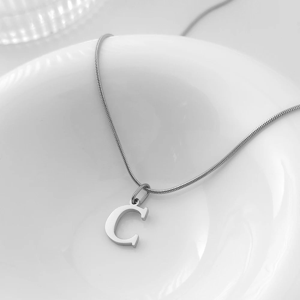 Choker Plata Acero Inoxidable con Iniciales A-Z Mujer